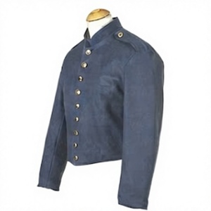 Veste d'extérieur vintage pour homme 100 % laine bleu foncé, simple boutonnage, col montant, uniforme d'hiver - Product Image 3