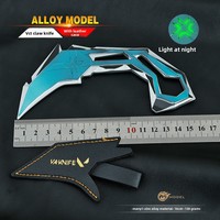 MANWUXING Modèle d'armes de jeu Valorant Couteaux à griffes VCT couleur dégradée fluorescente 16CM avec fourreau Jouet Zhejiang