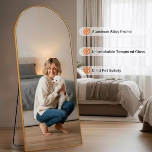 GKMZCGT Full Length <b>Mirror</b> 71x30 Arched Aluminum Alloy Frame <b>Wall</b> Mountable Tempered Glass Minimalist Design - Product Image 5