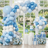 Kit d'arche de guirlande de ballons en latex bleu, blanc et argenté avec confettis, pour fête de naissance, révélation du sexe, anniversaire de nouveau-né, décoration de fête