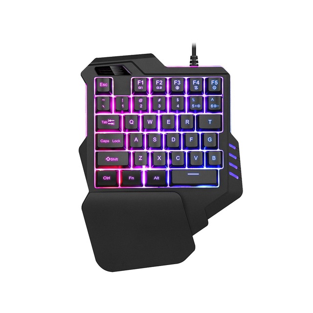 High-Performance 35 Keys Wired USB 2.0 Mechanical Switches One-Handed Gaming Keyboard RGB Backlit Ergonomic Wrist Rest Mini PVC