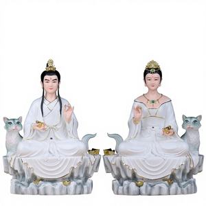 Décoration d'intérieur sculptée en porcelaine, représentant Maitre Hu, Dame Hu, Tianba Hu, Cuihua Hu, Petit Maréchal et Généralesse - Product Image 1