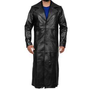 2025 New Custom <b>Men</b> Genuine <b>Leather</b> Trench <b>Coat</b> High Quality Eco-Friendly Quick Dry Breathable Winter <b>Long</b> <b>Coat</b> Custom Logo - Product Image 1