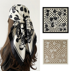 Twill <b>Silk</b> Feeling Satin <b>Scarf</b> 90x90cm Polka Dot Pattern <b>Square</b> Custom Printed Design <b>Scarf</b> Factory Direct - Product Image 1