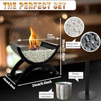 Grande cheminée de table ronde en verre 12.5 "H Portable Fire Bowl Pot Clean Burning Bio Ethanol Ventless Fireplace