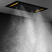 Ensemble de douche noir colonne de brouillard de pluie cascade 4 fonctions pomme de douche plafond thermostatique encastré mélangeur à 6 voies