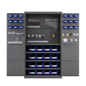 Gabinete de almacenamiento de garaje de metal con estantes ajustables de cajón y archivador lateral bloqueable de 2 puertas para sótano de garaje - Product Image 1