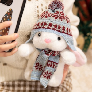 Simpatico Peluche Invernale a Forma di <span class=keywords><strong>Coniglio</strong></span>, Morbido e Soffice Pupazzo con Orecchie Cadenti, Cappello Lavorato a Maglia e Sciarpa, Regalo di Natale per Bambini - Product Image 2