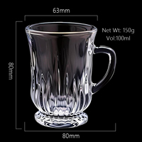 Tasse à thé classique en verre cristal transparent 100ml Smoothie vin et verres réutilisables pour les occasions de Noël en stock