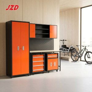 Système d'armoires de <span class=keywords><strong>garage</strong></span> en acier robuste JZD, armoire à outils modulaire en métal avec établi en bois pour le <span class=keywords><strong>rangement</strong></span> en atelier - Product Image 1