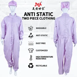 Anti Static Polyester Workwear Clothing Dust-free Garment Cleanroom Coverall Clothes Stand Collar Esd Smock