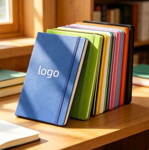 Libreta de Cuero Personalizada A5 Promocional 2026 con Logotipo Blanco, Encuadernación de Cuero, Correa Elástica y Cubierta de Cuero - Product Image 3