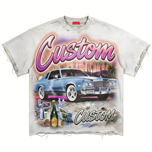 T-shirt Personalizzata da Uomo in Cotone 240gsm, Oversize, Stile Streetwear, Unisex, Crop Top con Grafica, Effetto Vintage e Lavaggio Consumato - Product Image 5