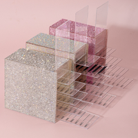 Boîte de rangement pour extensions de cils, fournitures de luxe brillantes pour salon, organisateur de cils