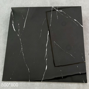 Carreaux <span class=keywords><strong>de</strong></span> sol en porcelaine polie haute brillance 800x800, aspect marbre noir, carreaux muraux en céramique pour <span class=keywords><strong>salle</strong></span> <span class=keywords><strong>de</strong></span> <span class=keywords><strong>bain</strong></span>, <span class=keywords><strong>décoration</strong></span> intérieure <span class=keywords><strong>de</strong></span> villa - Product Image 6