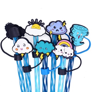 Wholesale High Quality Weather Series 10Mm Soft Plastic Rubber Reusable <b>Hat</b> Cartoon Cute Straw Topper - Product Image 3