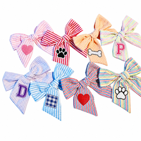 Nœuds papillon de luxe faits main en seersucker pour chiens et chats, brodés en coton, colliers personnalisés pour animaux de compagnie, accessoires en gros
