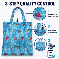 Sac de courses personnalisé OEM ODM avec logo imprimé requin, sac fourre-tout réutilisable en nylon, sac de voyage pliable, imperméable et écologique