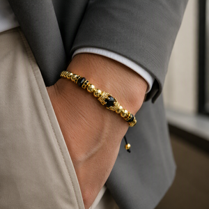 Nuova moda CZ corona portafortuna perline in acciaio inox braccialetto <span class=keywords><strong>amicizia</strong></span> per gli uomini - Product Image 6