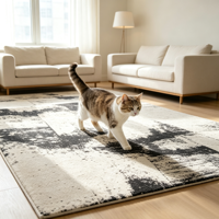 Tapis géométrique noir et blanc, design abstrait, tapis jacquard, revêtement de sol moderne pour la maison et l'hôtel
