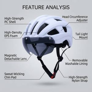 Volwassen Unisex Veiligheidsfietshelm met Kleurveranderend Magnetisch Vizier, All-in-One Ademend Ontwerp voor Mountainbike & Wegfietsen - Product Image 2