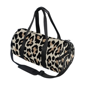 Stylish Custom Leopard Print <b>Round</b> <b>Canvas</b> Sports Weekender Women Overnight Duffle Travel Bags - Product Image 2