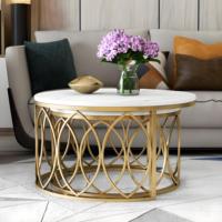 Tables d'appoint de luxe pour salon, plateau en marbre, mobilier moderne personnalisable pour hôtel, ensemble de tables basses en métal avec rangement