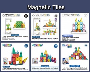 Bloques de Construcción Magnéticos Mini EPT de 3.75CM con Caja Metálica Portátil, Juego de 32-100 Piezas de Fichas Magnéticas Multi-Tema, Juguete STEM 3D para Niños en Viajes - Product Image 4