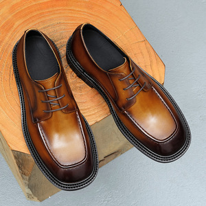 2026 Business Slip-On Shoes-Genuine Leather Handmade Waterproof Steel Toe Square Toe Men's Shoes Drop Shipping - Product Image 2