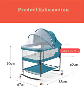 Cuna <span class=keywords><strong>de</strong></span> Lino <span class=keywords><strong>de</strong></span> Altura Ajustable para Recién Nacidos, Suministrada por la Fábrica JXB, Mesa Multifuncional para Cambiar Pañales con Mosquitero - Product Image 6