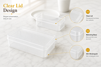 Conteneur alimentaire rectangulaire jetable en PET+PP, écologique, pour charcuterie, sushis, emballage de rouleaux, boîte avec couvercle transparent
