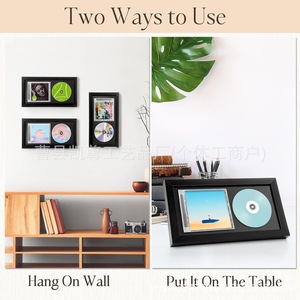 Cross-border wooden photo frame CD autographed disc <b>vinyl</b> record display rack <b>wall</b>-mounted photo frame ornament - Product Image 2