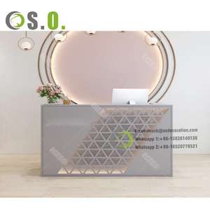 Bureau de réception moderne personnalisé mobilier pour salon de beauté et de coiffure bureau de réception incurvé comptoir de réception - Product Image 1