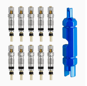 <span class=keywords><strong>Kit</strong></span> d'outils de dépose de valves Presta en laiton pour pneus <span class=keywords><strong>tubeless</strong></span> de vélo avec adaptateurs et écrous de blocage pour VTT et vélo de route 23140 - Product Image 5