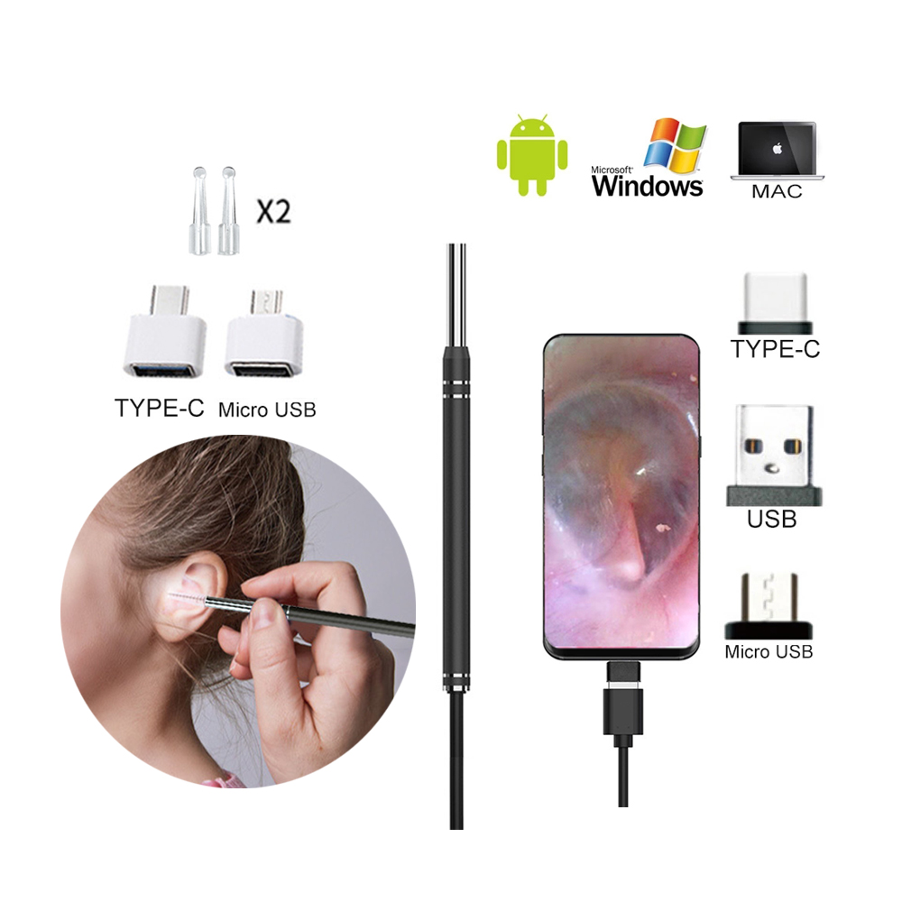 Ложка-эндоскоп для чистки ушей, 5 мм, с поддержкой Android и ПК