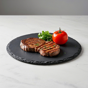 Vassoi e Piatti in Ardesia Nera Naturale Rotonda Diametro 20 x 0,6 cm per Servizio Catering e Presentazione Cibo - Product Image 2