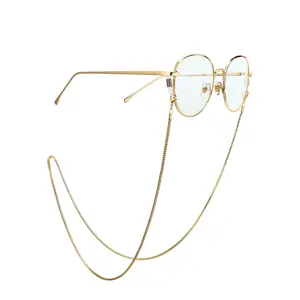 Kacamata Logam Warna Emas Perak Retro Vintage Sangat Panas Tali Pemegang untuk Pria Wanita Elegan Barang Temperamen