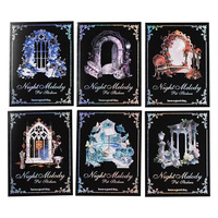 20 autocollants par paquet, série Nocturne, autocollants décoratifs de style gothique avec un thème architectural sombre