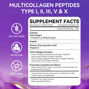 BSTBIO Multi Type I II III V X <strong>Collagen</strong> for Women Blend Vitamin C &amp; E 20 Packets <strong>Collagen</strong> Peptides Powder - Product Image 3