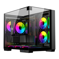 Boîtier PC Gamer AntarcChill Nouveau Design Noir en Verre Trempé sur Trois Côtés, Tour Moyenne Préinstallée, Boîtiers et Tours d'Ordinateur Anti-Poussière