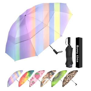 <b>Windproof</b> Iron Frame Three-Fold Manual Travel <b>Umbrella</b> with Cover Bag-Durable Premium Rain Protection - Product Image 2