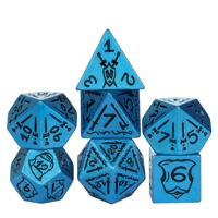Ensemble de dés à 7 pièces en résine RPG polyédrique pour Donjons et Dragons D&D, logo personnalisé, bleu métallique