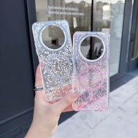 Coque de téléphone magnétique transparente avec paillettes et sequins en époxy pour Redmi A3 13 4G 13C 5G, compatible avec la charge sans fil, antichoc, brillante, style girly