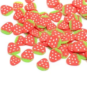 Wholesale 10MM Polymer Clay Red Strawberry Fruit Sprinkles Miniature Strawberry Fruit Slice Sprinkles For Slime And Nail Art