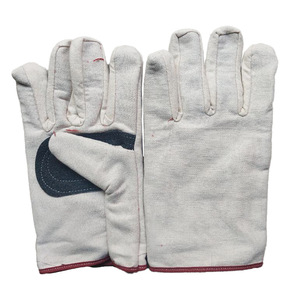 Thickened Palm Lined Canvas Welding <b>Gloves</b> 10 Needles Stitch Stick Welding Construction Industry Use Leather Palm Cotton Liner - Product Image 1