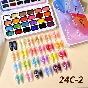 เจลเพ้นท์เล็บแบบก้อน 24 ช่อง สีเจลแน่น เม็ดสีแน่น สำหรับปั๊มลาย ทาเล็บแบบไล่สี  สำหรับร้านทำเล็บ ขายส่ง - Product Image 5