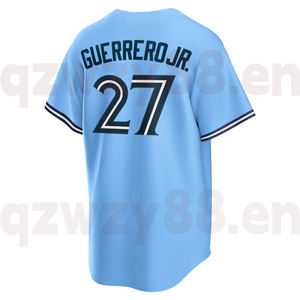 Jersey Baseball Toronto US Kustom Grosir, Kaos Unisex, Pakaian Olahraga Bernapas # 27 Guerrero Jr Jahitan Murah - Product Image 5