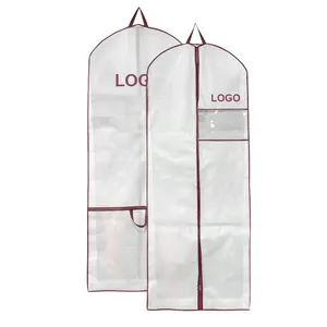 Custom Garment Travel Bag Non Woven Foldable Long Bridal Gown Bag Wedding Dress Cover with logo