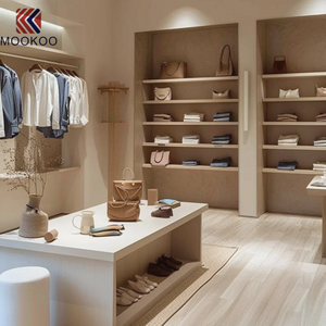 Meuble mural de présentation en bois pour boutique de vêtements, vitrine moderne pour l'affichage de vêtements - Product Image 5