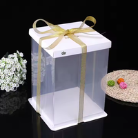 Boîte à gâteau blanche haut et bas-Emballage de gâteau couronne transparent sur le thème des animaux de compagnie